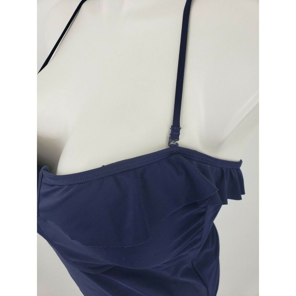 Aerie Womens Ruffle Tankini Swimwear Top Halter Navy Blue Size XXL - Picture 4 of 4